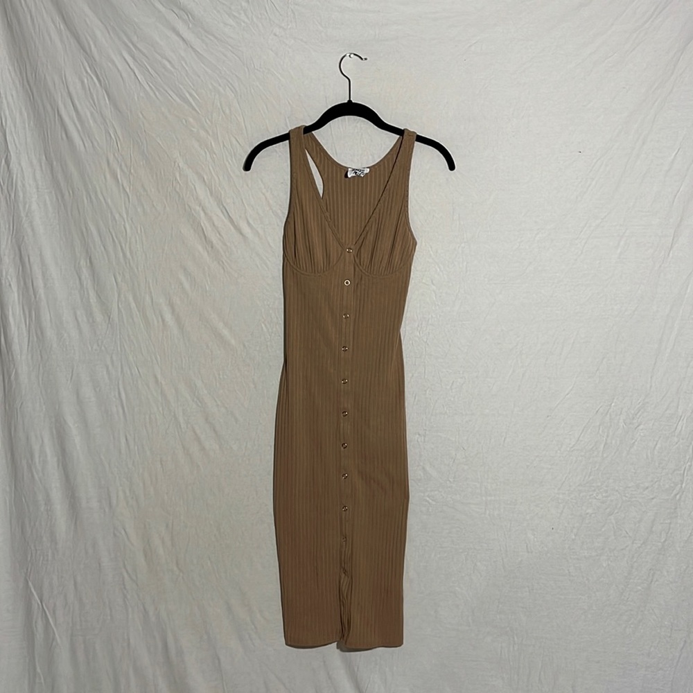 Princess polly, tight tan dress, size 2